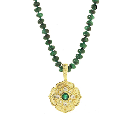 Malachite and Gold Fleur Necklace