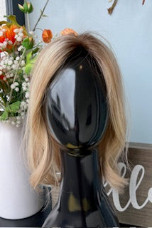 Oval 12" topper in rooted blonde