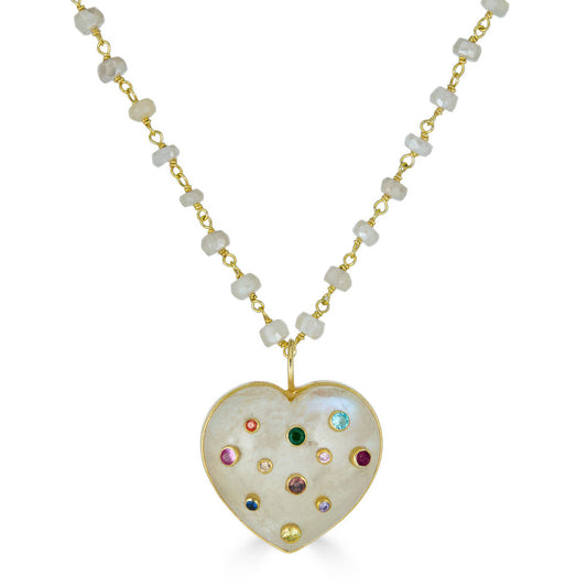 Moonstone Heart Pendant Necklace